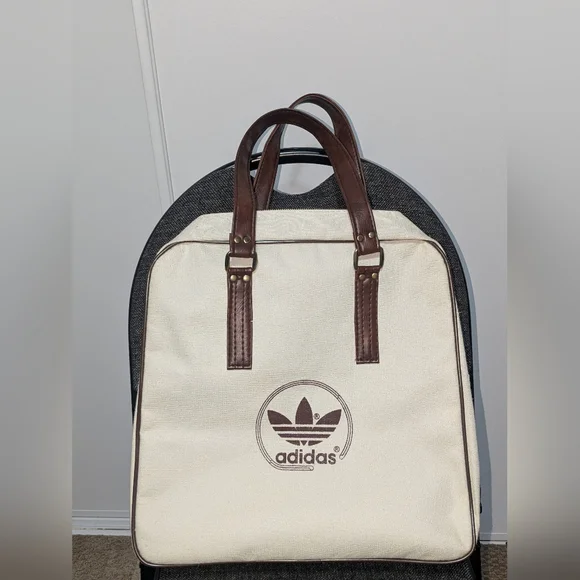 Adidas Trefoil Retro Canvas Tote Bag | Vintage Gym Duffle Weekender - Picture 3 of 9